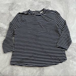Clad & Cloth‎ Blue Stripe Button Back Shirt Medium